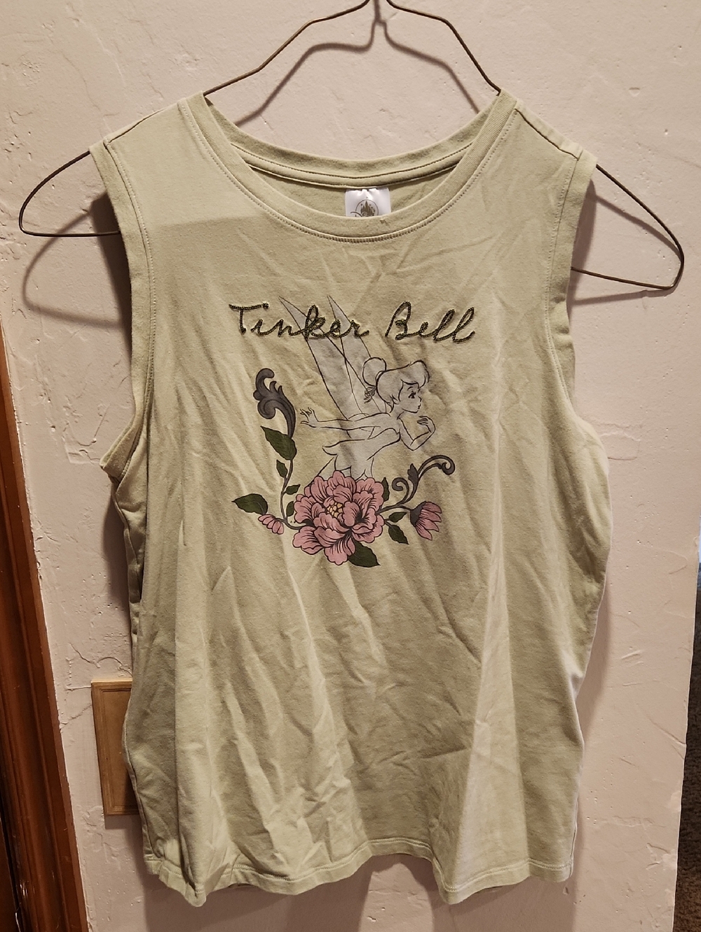 Disney Tinker Bell Floral Tank Top - Light Green and Pink